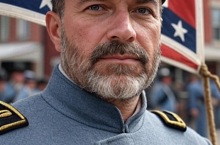 Modern confederate image with man and flag