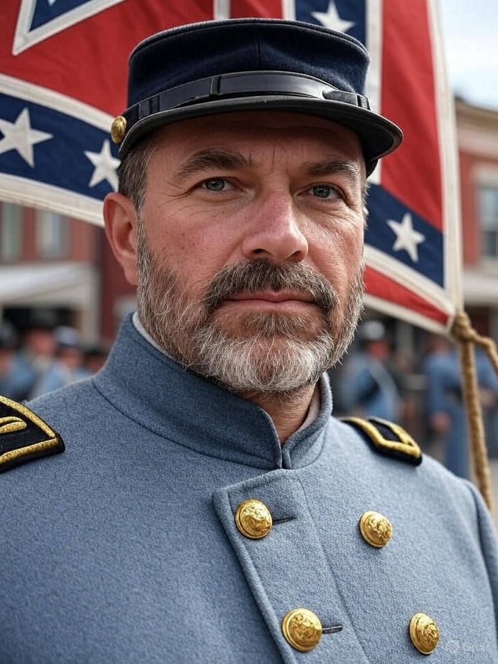 Modern confederate image with man and flag